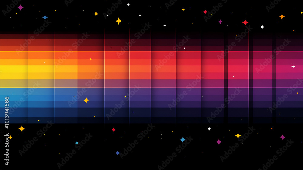 Wall mural colorful gradient background with stars creating a cosmic effect in a digital art style