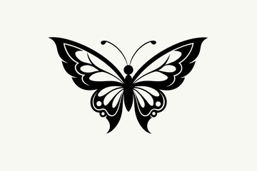 Flying butterfly tattoo silhouette black vector illustration 
