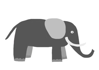 Fototapeta premium Naive illustration, child drawing of a grey elephant, Austria, Europe