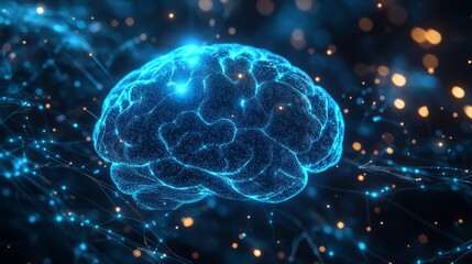 Fototapeta premium x-ray of human brain with neon lights