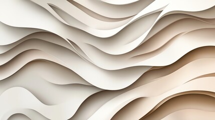 Obraz premium Abstract waves in soft beige and cream colors, layered texture for design use.