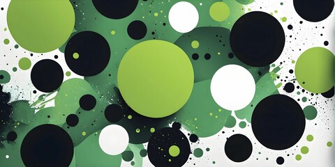 Minimalist illustration featuring abstract shapes to convey fun and ease, wallpaper with green color accent, AI generated