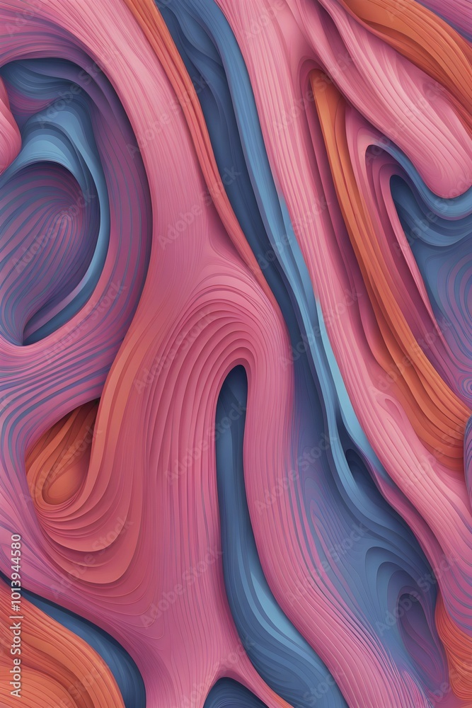 Aufkleber seamless abstract pattern of vector fluid curved lines creating a dynamic ripple effect in vibrant c