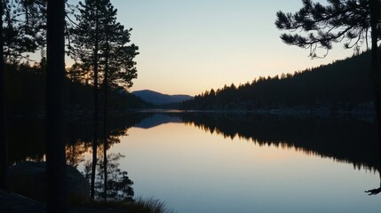 Obraz premium Tranquil Lake at Sunset