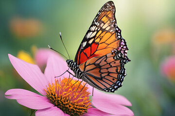 Colorful butterfly resting on a flower