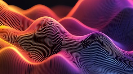 Colorful abstract waves with smooth gradients and flowing lines on a dark backdrop.