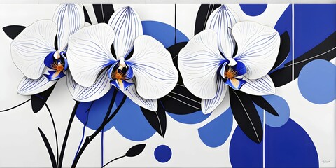 Minimalist illustration featuring abstract shapes to convey fun and ease, wallpaper with blue color accent, AI generated