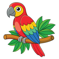 colorful parrot sitting on a tropical branch 