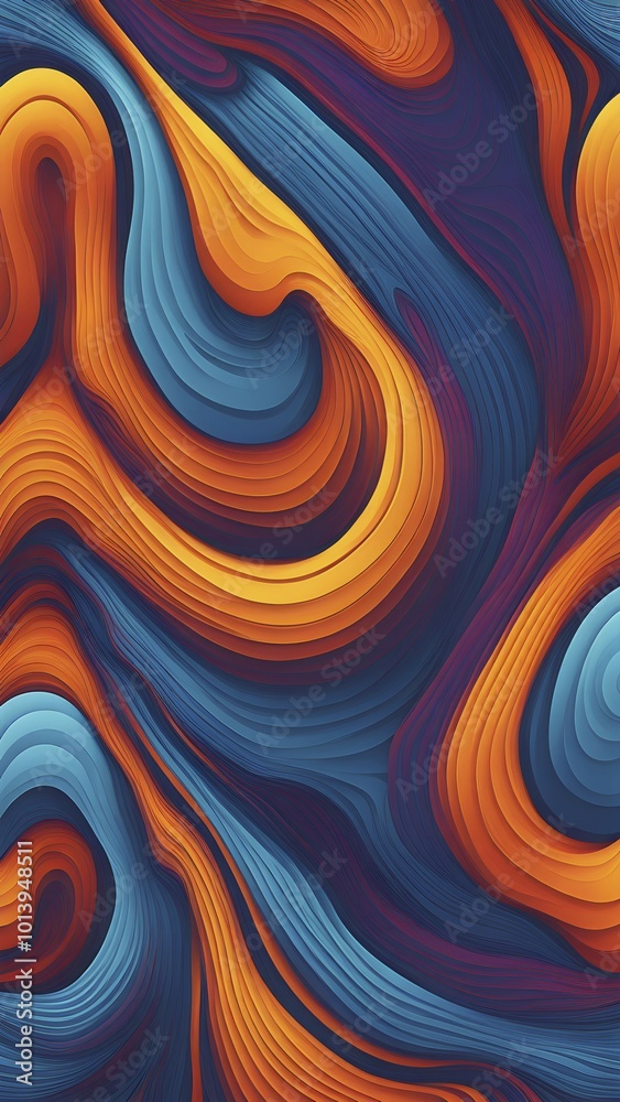 Aufkleber seamless abstract pattern of vector fluid curved lines creating a dynamic ripple effect in vibrant c