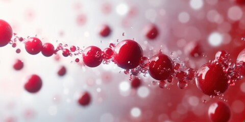 Explore the Dynamic Flow of Red Bubbles and Water Droplets in Fluid Abstract Art