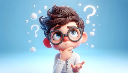 Cartoon Character Expressions – Set of Cute 3D Animated Boy and Girl Emotions with Glasses