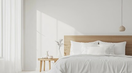 Minimalist Bedroom with Natural Light and Soft Textures