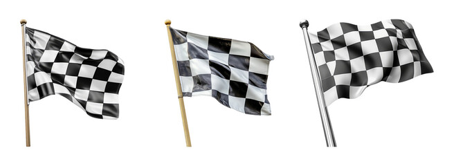 Racing flags set with black and white checkered design