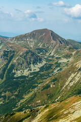 Highest part of Jamnicka dolina valley with Volovec mountain peak above from Otrhance mountain ridge in Western Tatras mountains in Slovakia © honza28683
