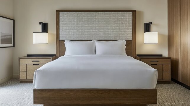 Modern Hotel Bedroom with Comfortable King Bed