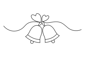 Christmas bell continuous one line drawing and outline editable stroke