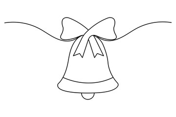 Christmas bell continuous one line drawing and outline editable stroke