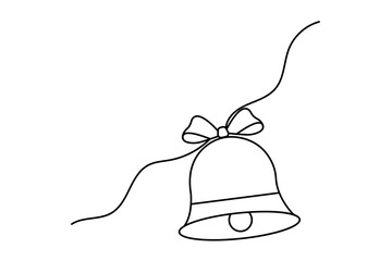 Christmas bell continuous one line drawing and outline editable stroke