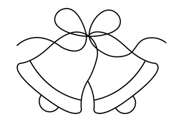 Christmas bell continuous one line drawing and outline editable stroke