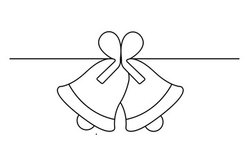 Christmas bell continuous one line drawing and outline editable stroke