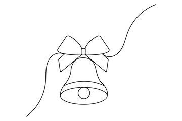 Christmas bell continuous one line drawing and outline editable stroke