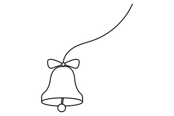 Christmas bell continuous one line drawing and outline editable stroke