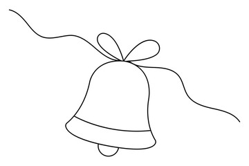 Christmas bell continuous one line drawing and outline editable stroke