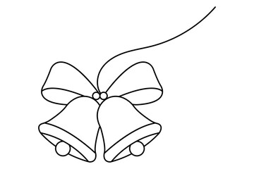 Christmas bell continuous one line drawing and outline editable stroke