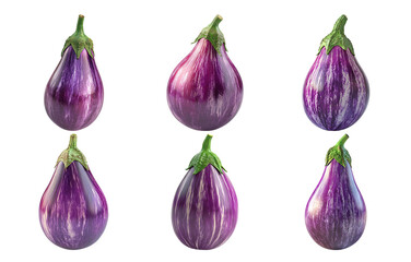 Eggplant purple and green collection isolated on transparent background