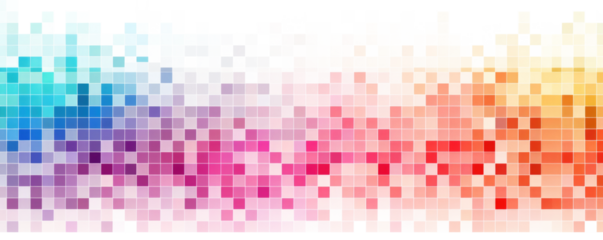 rainbow colored pixel squares art background isolated on white or transparent png