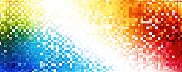 rainbow colored pixel squares art background isolated on white or transparent png