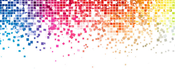 rainbow colored pixel squares art background isolated on white or transparent png