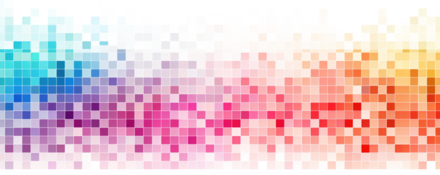 rainbow colored pixel squares art background isolated on white or transparent png