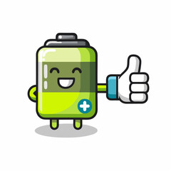 Cute battery with social media thumbs up symbol , cute style (14)