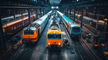 Train Station with Multiple Trains