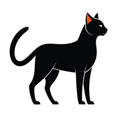 modern black cat  silhouette on white background