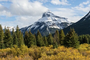 Mount Pilot with snow, Bow Valley Parkway, Banff National Park, Canadian Rockies, Alberta Province, Canada, North America
