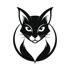 black and white color cat logo icon vector illustration