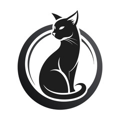 black cat logo icon on white