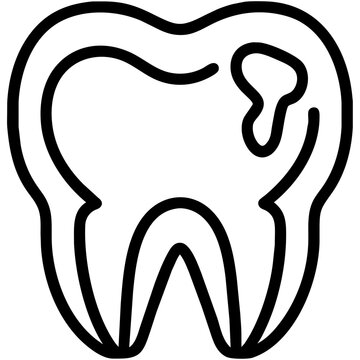black outline tooth with cavity clip art preview