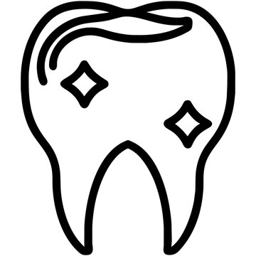 shining tooth outline clip art preview