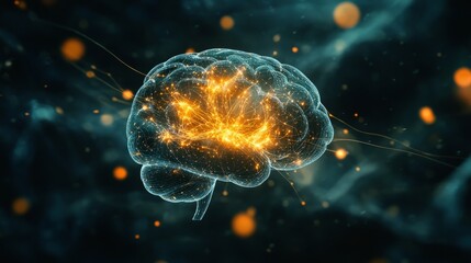 x-ray of human brain with neon lights