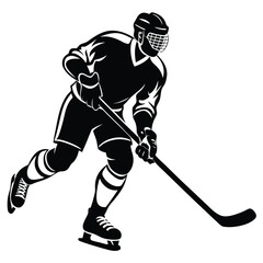 a ice hockey playing silhouette vector