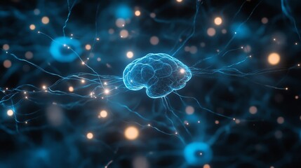 x-ray of human brain with neon lights