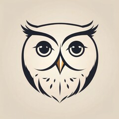 Obraz premium Stylized illustration of an owl with large, expressive eyes and a simple design on a light background