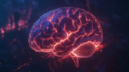 Obraz premium x-ray of human brain with neon lights