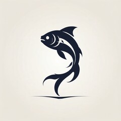Obraz premium A stylized fish jumping above the surface with elegant fins and a sleek silhouette against a simple background