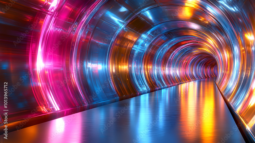 Canvas Prints colorful illuminated tunnel with vibrant lighting in abstract design