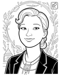Black and White Cartoon Illustration of Businesswoman or Businesswoman Coloring Book