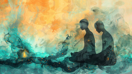 A visual of individuals finding peace and comfort after dealing with sadness in constructive and mindful ways.